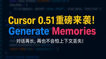 cursor 0.51 重磅来袭，Generate Memories - 革命性记忆功能，再也不怕上下文丢失！