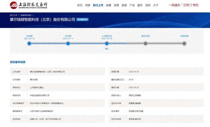 摩尔线程顺利过会，“国产GPU第一股”即将诞生